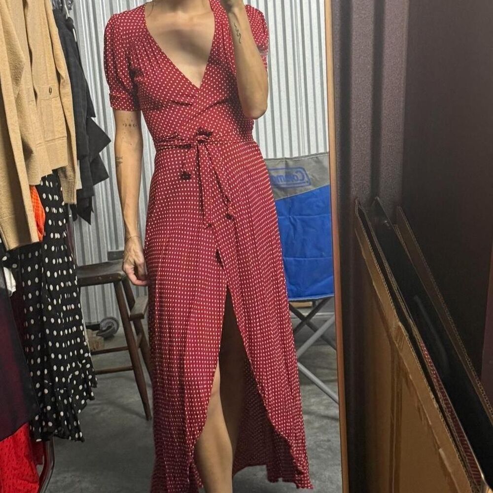 Reformation Women's Red and Burgundy Dress